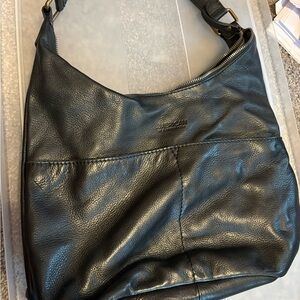 Stylish Black Leather Hobo Bag